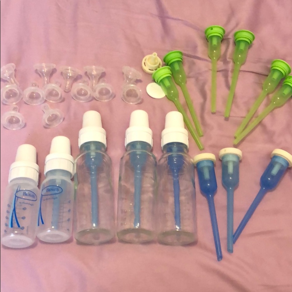 Dr. Brown Glass and plastic bottles